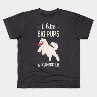 Funny pun, dog puns, dog lovers, quote, I Like Big Pups and I Cannot Lie Funny Kids T-Shirt